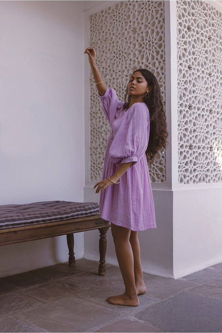 Kyra Mini Dress ~ Lilac Gauze