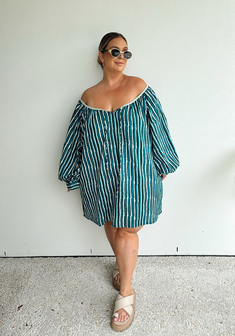 Ria Mini Dress ~ Cyan Candy